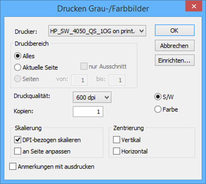 Drucken Grau-/Farbilder